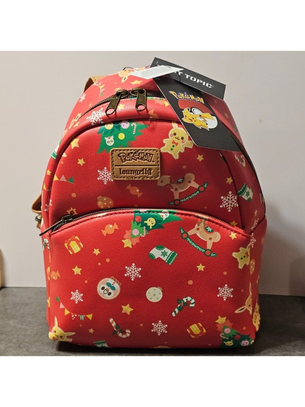 Loungefly Holiday Pokemon Mini Backpack Red Pikachu & Eevee Hot Topic Exclusive